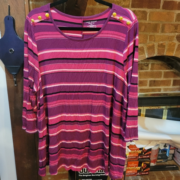 Lane Bryant Tops - Lane Bryant Vibrant Striped 3/4 Sleeve Swing Tee Size 18/20